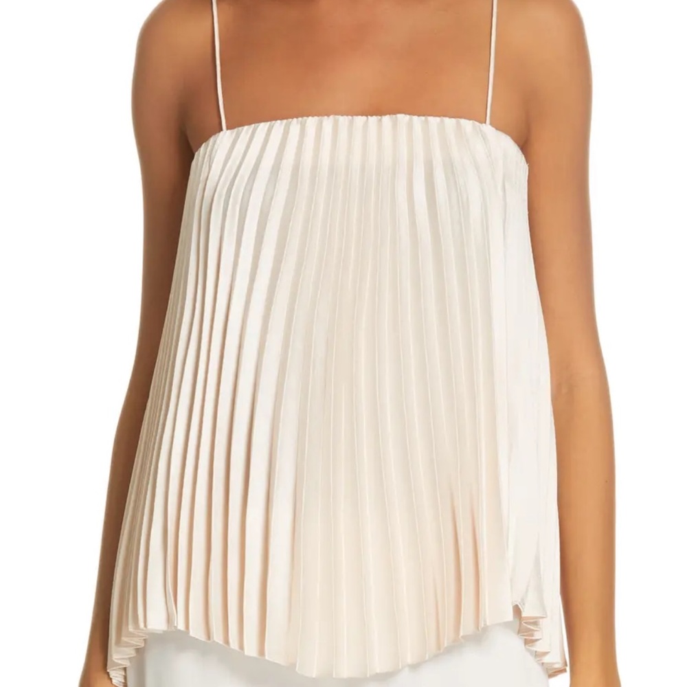 Vince Champagne Satin Crepe Pleated Camisole Medium